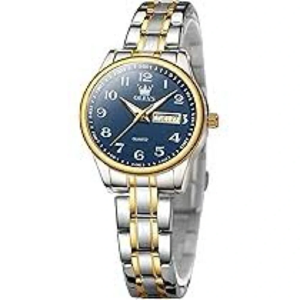 Olevs Women's Two-Tone Blue Dial Watch